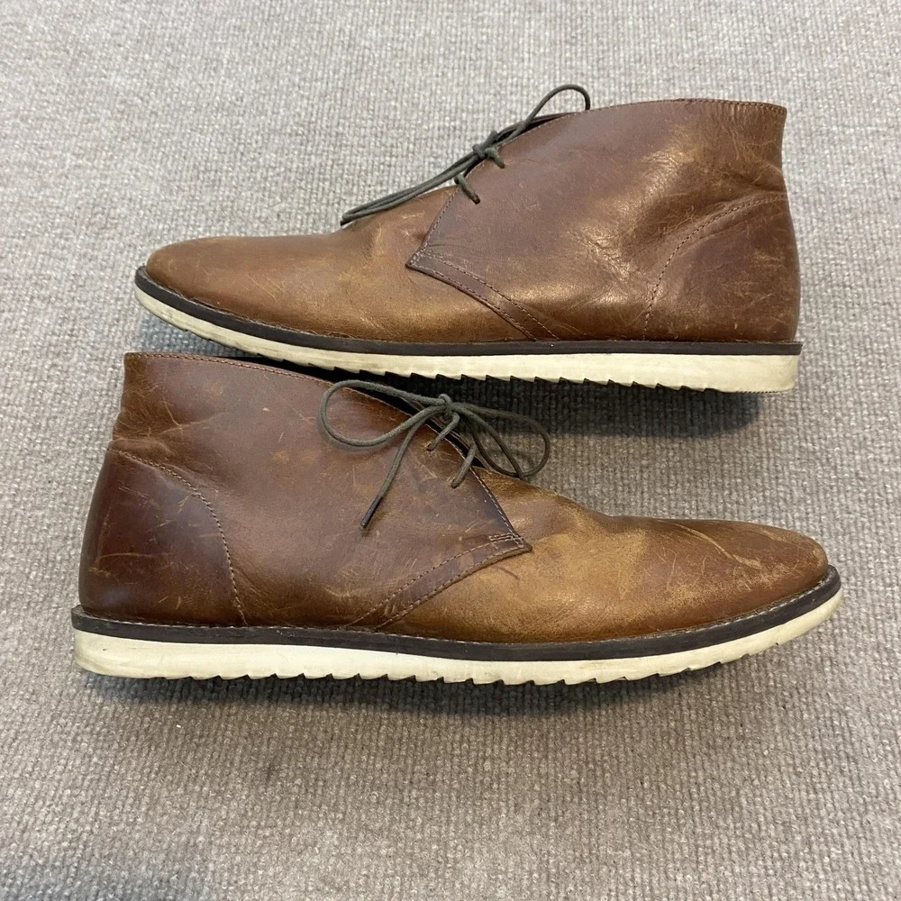 Crevo Alameda Chukka‎ Boots Mens Size 12 Brown Leather Ankle Lined Casual